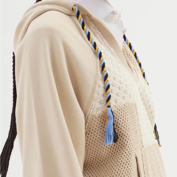 Urban Outfitters Bdg Carl Textured Hoodie Sweatshirt Drawcord Embroider Varsity - Picture 3 of 8